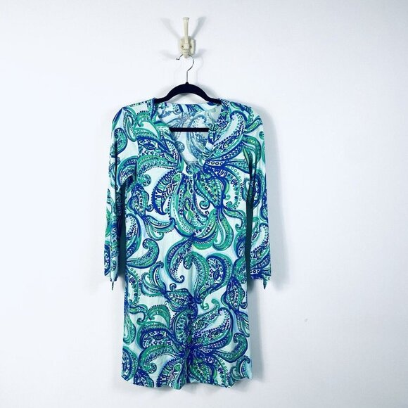Lilly Pulitzer XS Rossmore T-Shirt Dress Keep It Current Poolside Blue 12326. - Picture 1 of 8